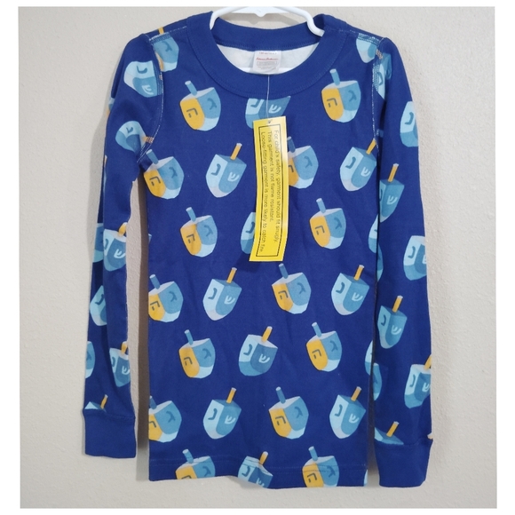 Hanna Andersson Blue Dreidel Hanukkah Pajama Set Size 6-7 - Picture 2 of 4